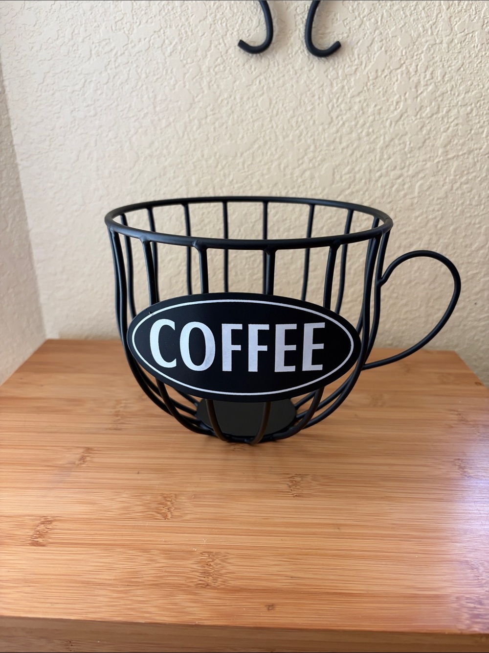 COFFEE Metal Wire Mug Basket - Black